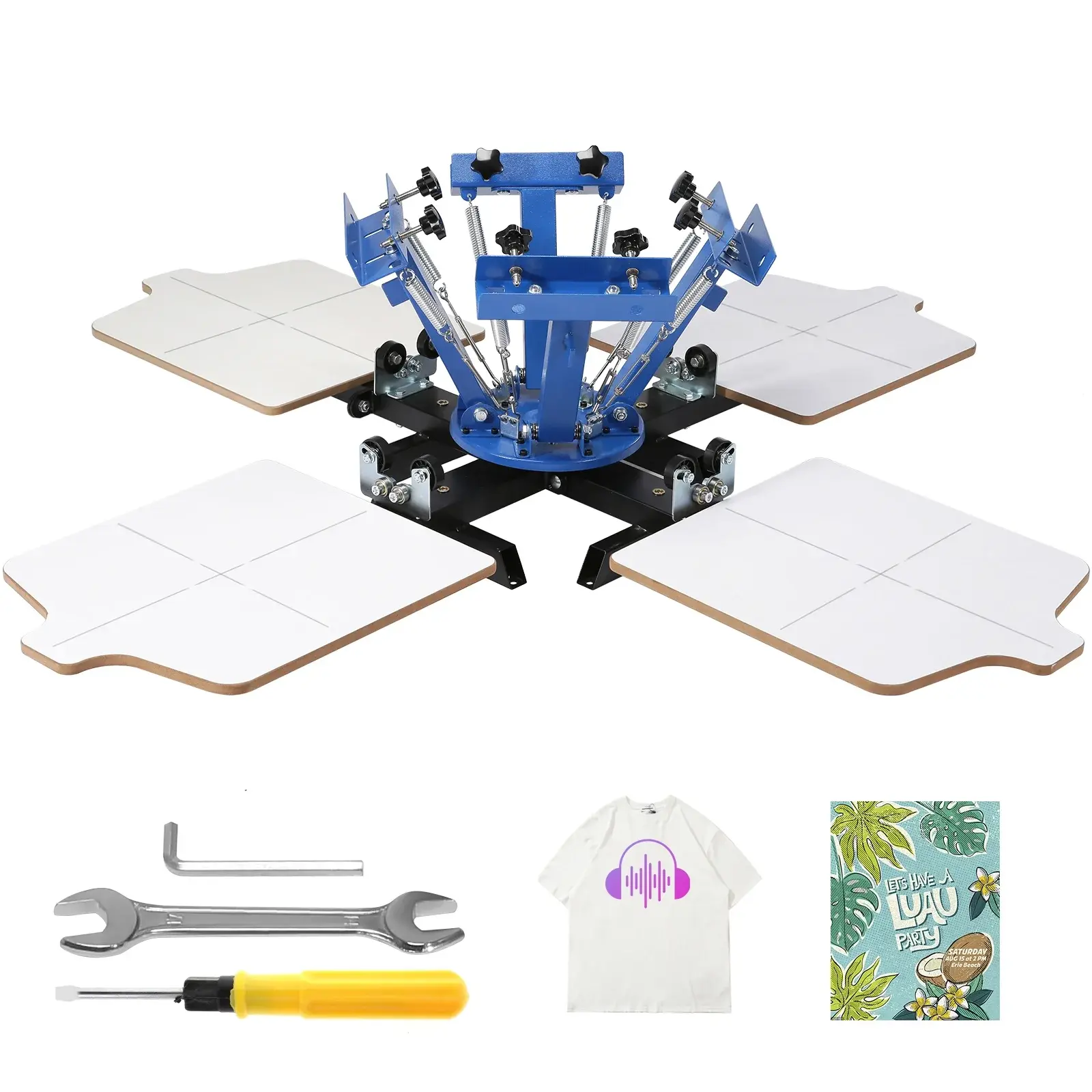 4 Color 4 Station Screen Printing Press Double Rotary Silk Printer Floor-standing Type with stand