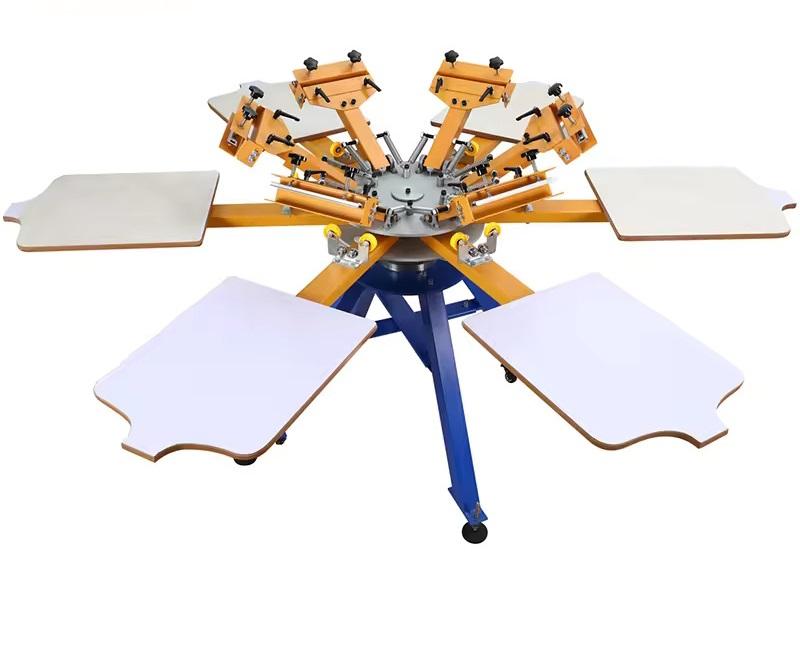 6 Color 6 Station Manual Silk Screen Printer Machine for T-Shirt DIY with 360 rotatable stand