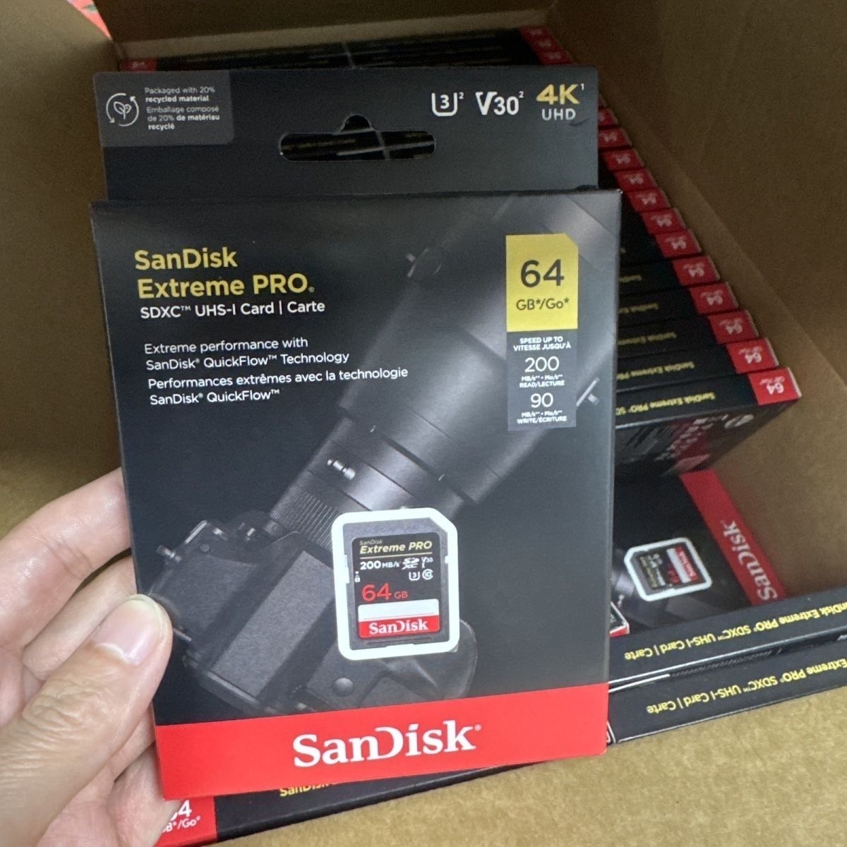 64GB SanDisk v30 4K sd memory card 200mb/s R 90mb/s Write SDXC UHS extreme pro