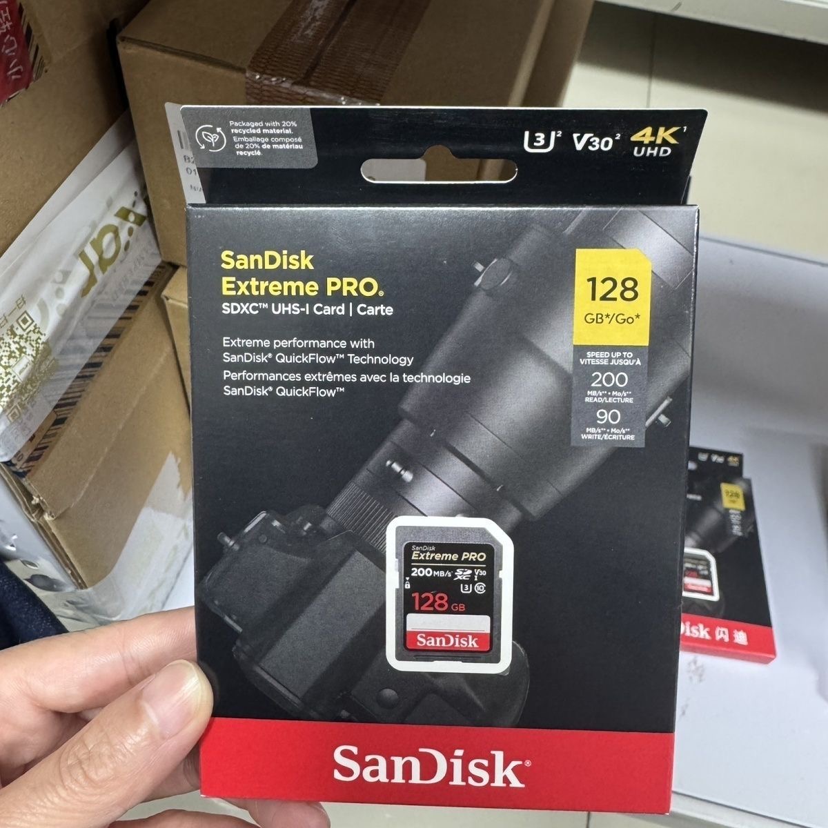 128GB SanDisk v30 4K sd memory card 200mb/s R 90mb/s Write SDXC UHS extreme pro