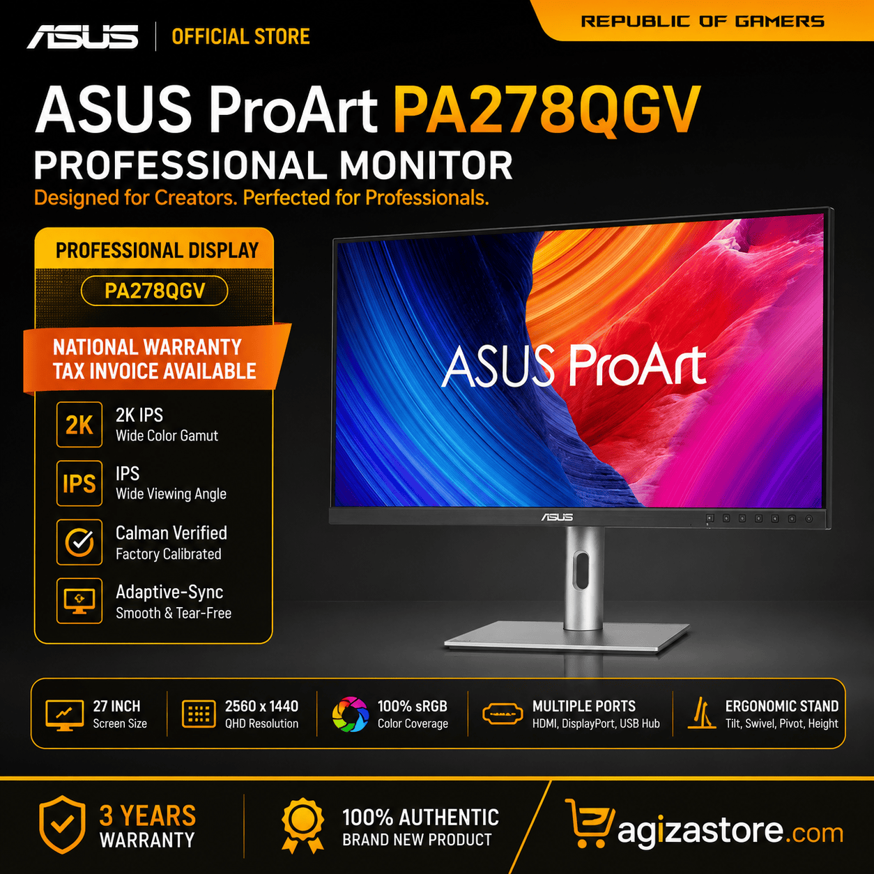 Asus proArt 27" 2K (2560x1440) 120Hz 5ms ips