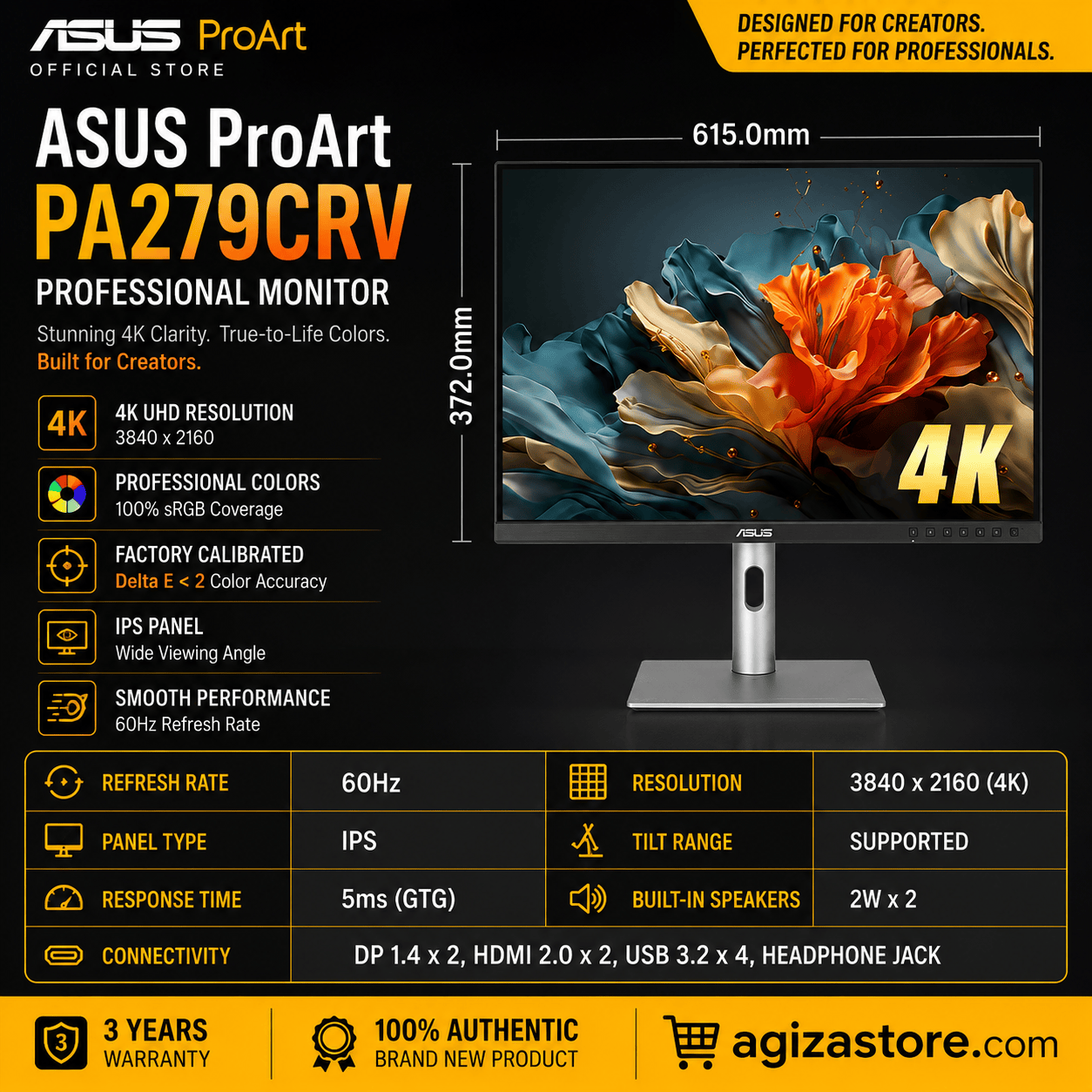 Asus proArt 27" 4K (3840x2160) 5ms ips real 4K monitor