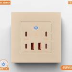 USB Outlets, 45w /65w Wall Outlet with 6 USB Ports, Dual USB C Ports Outlets, for fast charging wall sockets