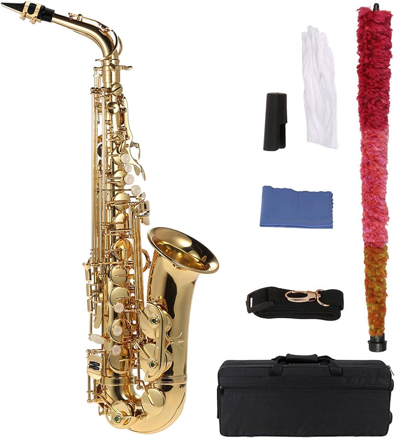 Alto Saxophone Brass Lacquered Gold E Flat Sax 802 Key Type Woodwind Instrument