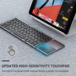 Foldable Bluetooth Keyboard, Tri- Folding Portable Wireless Keyboard with Touchpad, USB Rechargeable for iOS, Android, Windows System Laptop Tablet.