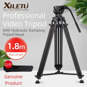 XILETU XV193B 1.8M Professional Heavy Duty Stable Aluminum Non-slip Video Tripod with Fluid Head for Camcorder DSLR Camera DV