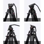 XILETU XV193B 1.8M Professional Heavy Duty Stable Aluminum Non-slip Video Tripod with Fluid Head for Camcorder DSLR Camera DV