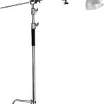 C stand with boom stand Professional 10.5ft/320cm Photography Light Stand with 4.2ft/128cm Holding Arm, 2 Grip Head for Studio Monolight, Softbox, Reflector