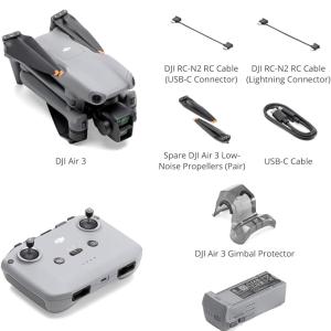 DJI Air 3 Fly More Combo with DJI RC 2, Drone with Camera 4K, Dual Primary Cameras, 3 Batteries for Extended Flight Time, 48MP Photo, 20Km Max Video Transmission, FAA Remote ID Compliant