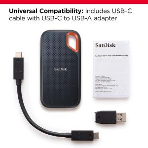 SanDisk 1TB Extreme Portable SSD - Up to 1050MB/s, USB-C, USB 3.2 Gen 2, IP65 Water and Dust Resistance,  - External Solid State Drive - SDSSDE61-1T00-G25