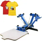 4 Color 1 Station Screen Printer Micro-Registration Silk Screen Printing Machine Desktop T-Shirt Press Printer for Silk Screen Printing