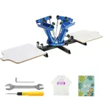 Silk Screen Printing Machine 4 Color 2 Station Screen Printer Desktop T-Shirt Press Printer for Silk Screen Printing