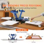 4 color 4 station screen printing Machine rotatable with no stand