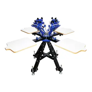 4 Color 4 Station Screen Printing Press Double Rotary Silk Printer Floor-standing Type with stand