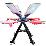 4 Color 4 Station Screen Printing Press Double Rotary Silk Printer Floor-standing Type with stand
