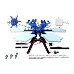 6 Color 6 Station Manual Silk Screen Printer Machine for T-Shirt DIY with 360 rotatable stand